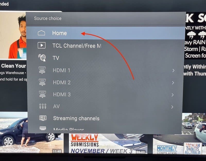 check the input settings on your TCL TV